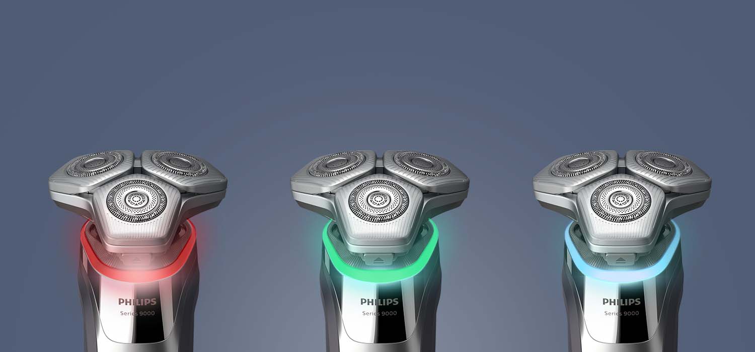 Kolorowe podświetlenie pomaga dopasować siłę nacisku na goloną skórę