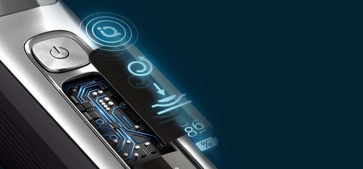 Wyświetlacz OLED pozwala odczytać alerty o blokadzie oraz sile nacisku i stanie naładowania baterii